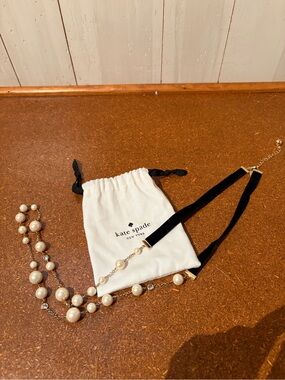 Kate Spade Gold Chain Necklace with Cream Pearls and Crystal Accents